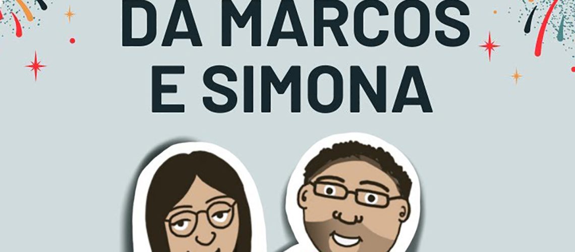 coppertina com caricatura di Marcos e Simona 
