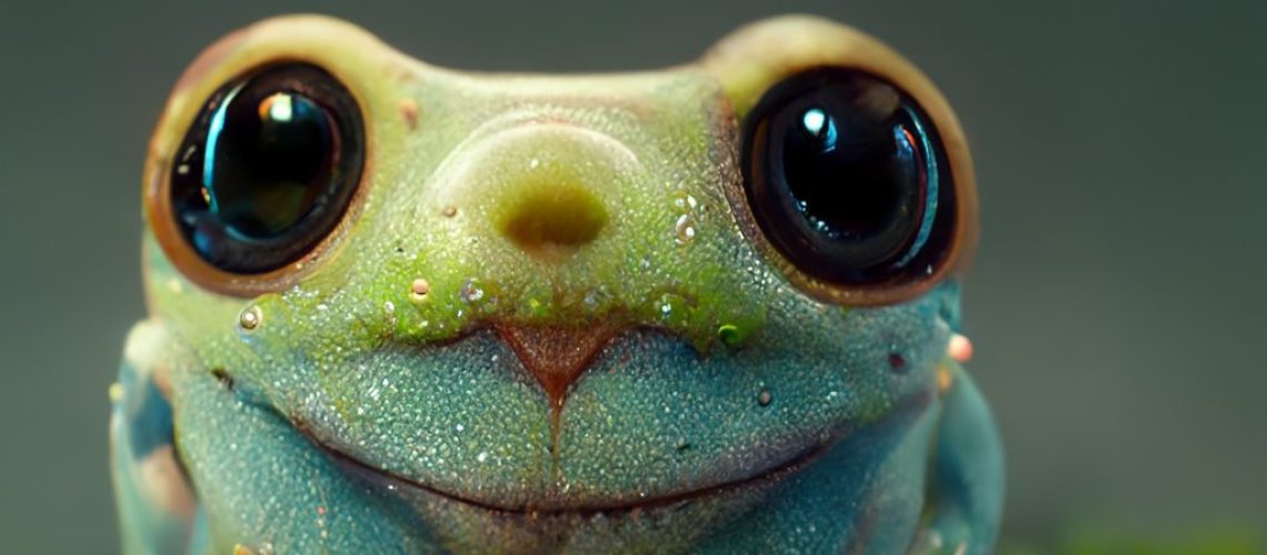 cartone animato di una rana felice
